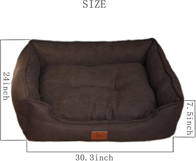 Dog Bed Washable Medium Dog Cat Sofa Bed Super Soft Rectangular Cuddle Pet Bed With Non-Slip Fluffy Bottom(Dark Gray, 20.8 * 15.7 * 6.7)