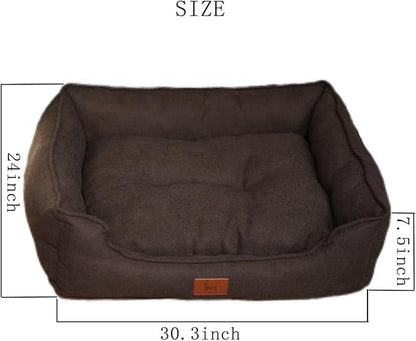 Dog Bed Washable Medium Dog Cat Sofa Bed Super Soft Rectangular Cuddle Pet Bed With Non-Slip Fluffy Bottom(Dark Gray, 20.8 * 15.7 * 6.7)