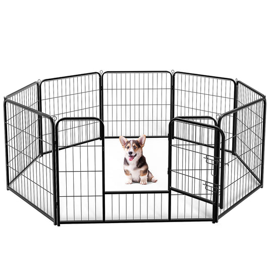 Dog Playpen Indoor with Door, Fence for Small Pet Animals, Black