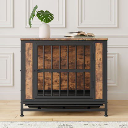 Decorative Pet Crate House for Small Dog Indoor Use (Rustic Brown)