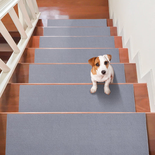 Stair Treads, Stairs Carpet Non Slip 8" x 30", 15 pcs, Gray