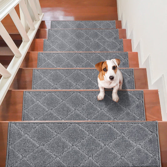 Stair Treads, Stairs Carpet Non Slip 9" x 28", 15 pcs, Gray