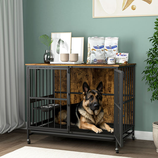 Modern Kennel Dogs room up to 80 LB, Dog crate furniture with Multi-Purpose Rremovable Ttray