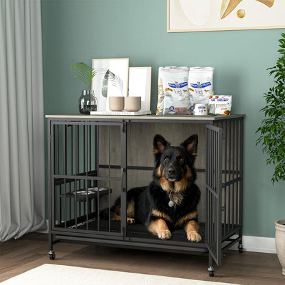 Modern Kennel Dogs room up to 80 LB, Dog crate furniture with Multi-Purpose Rremovable Ttray