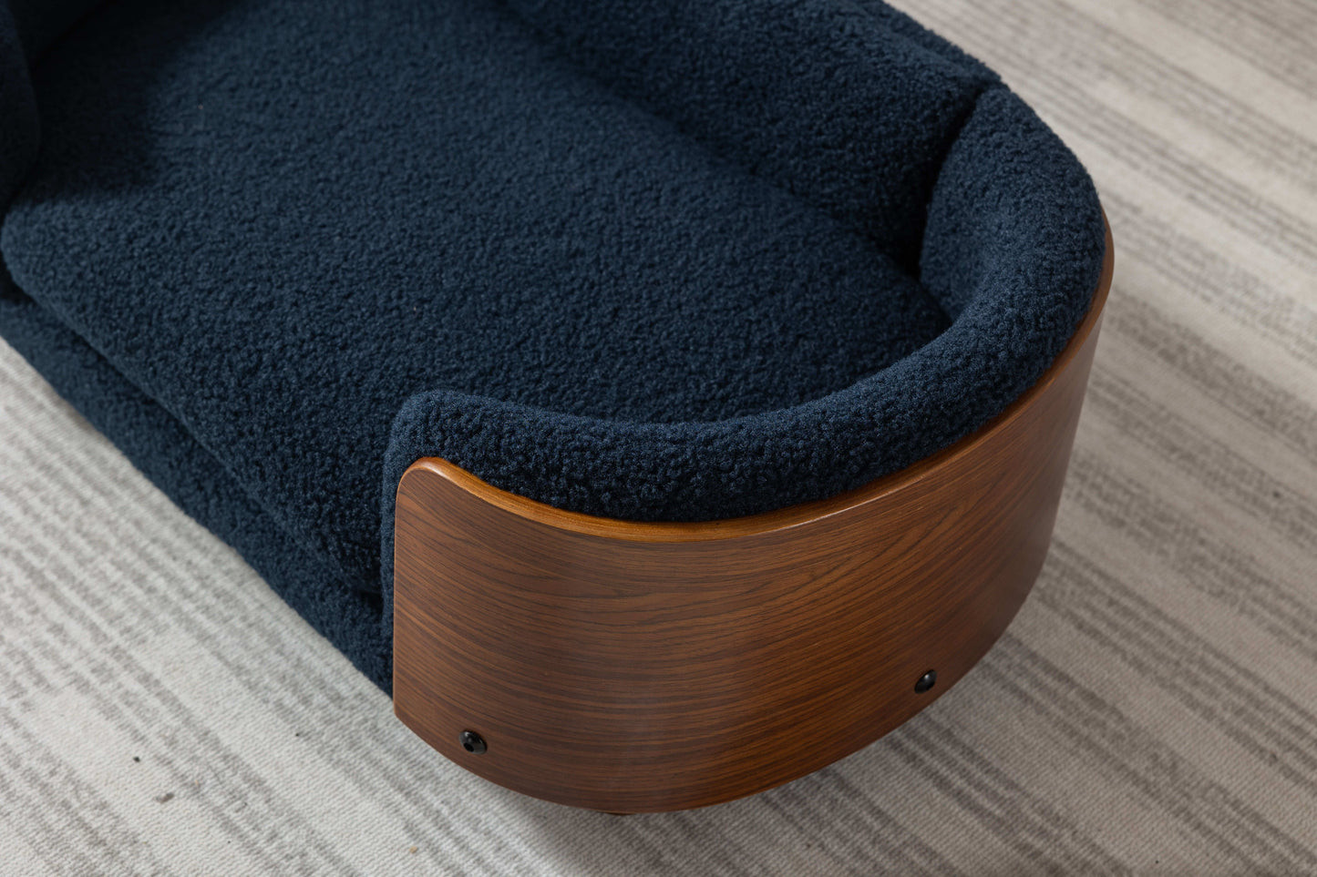 Scandinavian style Elevated Dog Bed Pet Sofa With Solid Wood legs and Walnut Bent Wood Back, Cashmere Cushion,Small Size