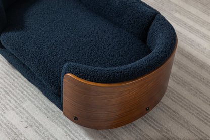 Scandinavian style Elevated Dog Bed Pet Sofa With Solid Wood legs and Walnut Bent Wood Back, Cashmere Cushion,Small Size