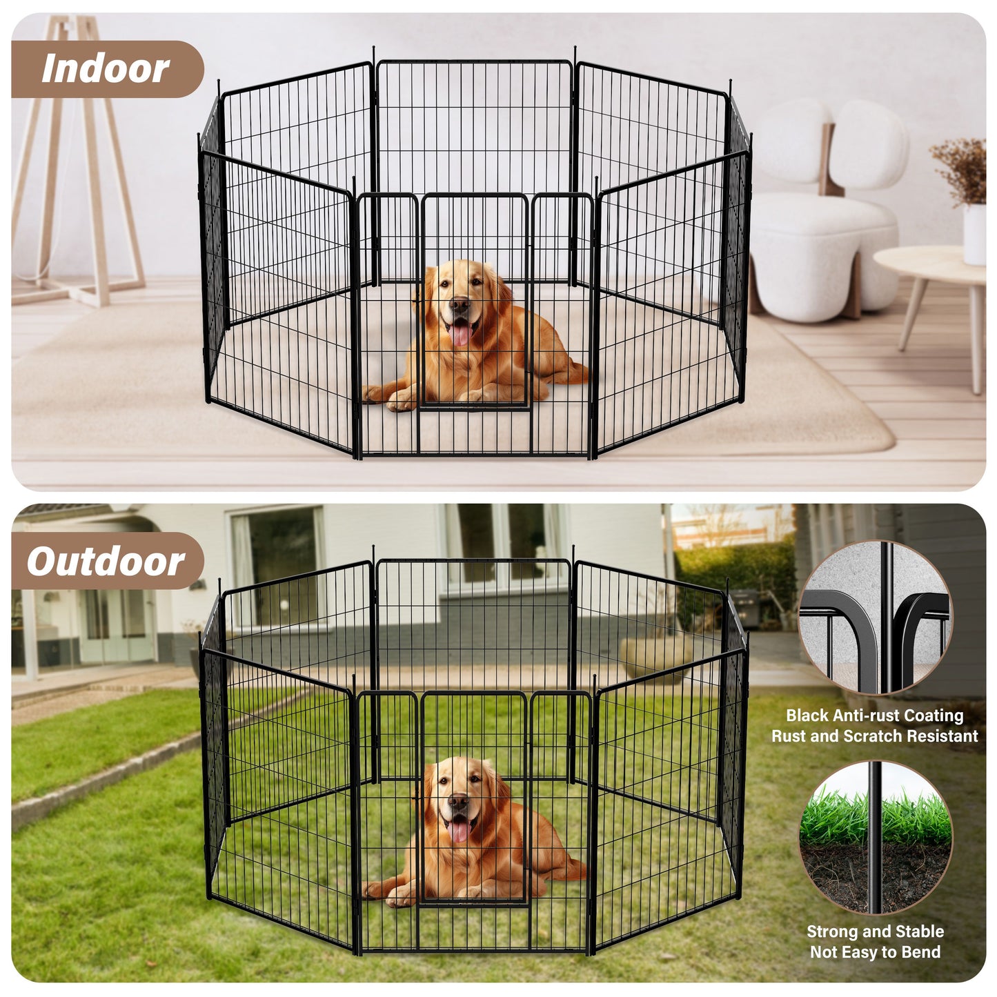 Dog Playpen Indoor Outdoor, Dog Pen for Large, Medium Small Dogs RV Yard Camping