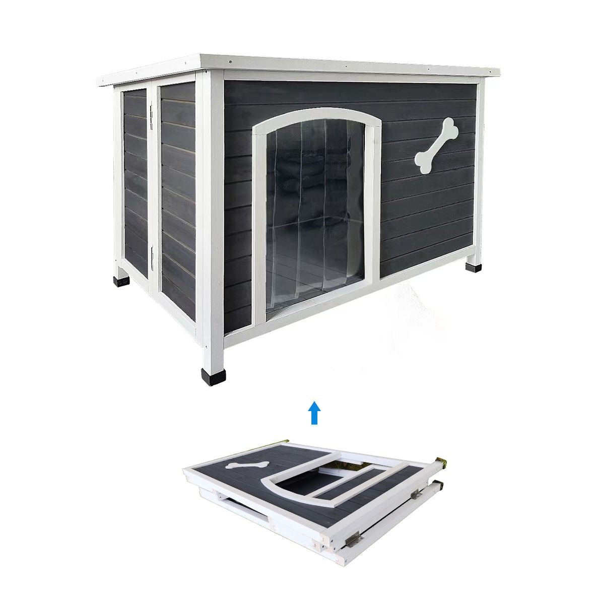 40.55" Wooden Folding Dog House