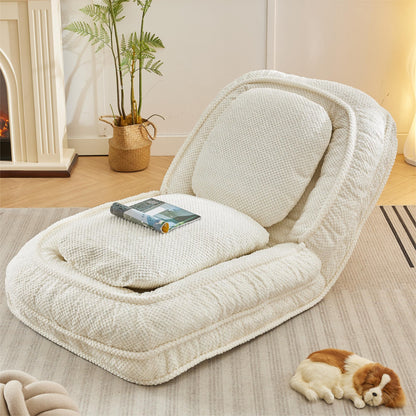 Human Dog Bed ,Lazy Sofa Couch ,5 Adjustable Position,sit,sleep,fold,suit to put in bedroom, living room ,Space Saving Design,White