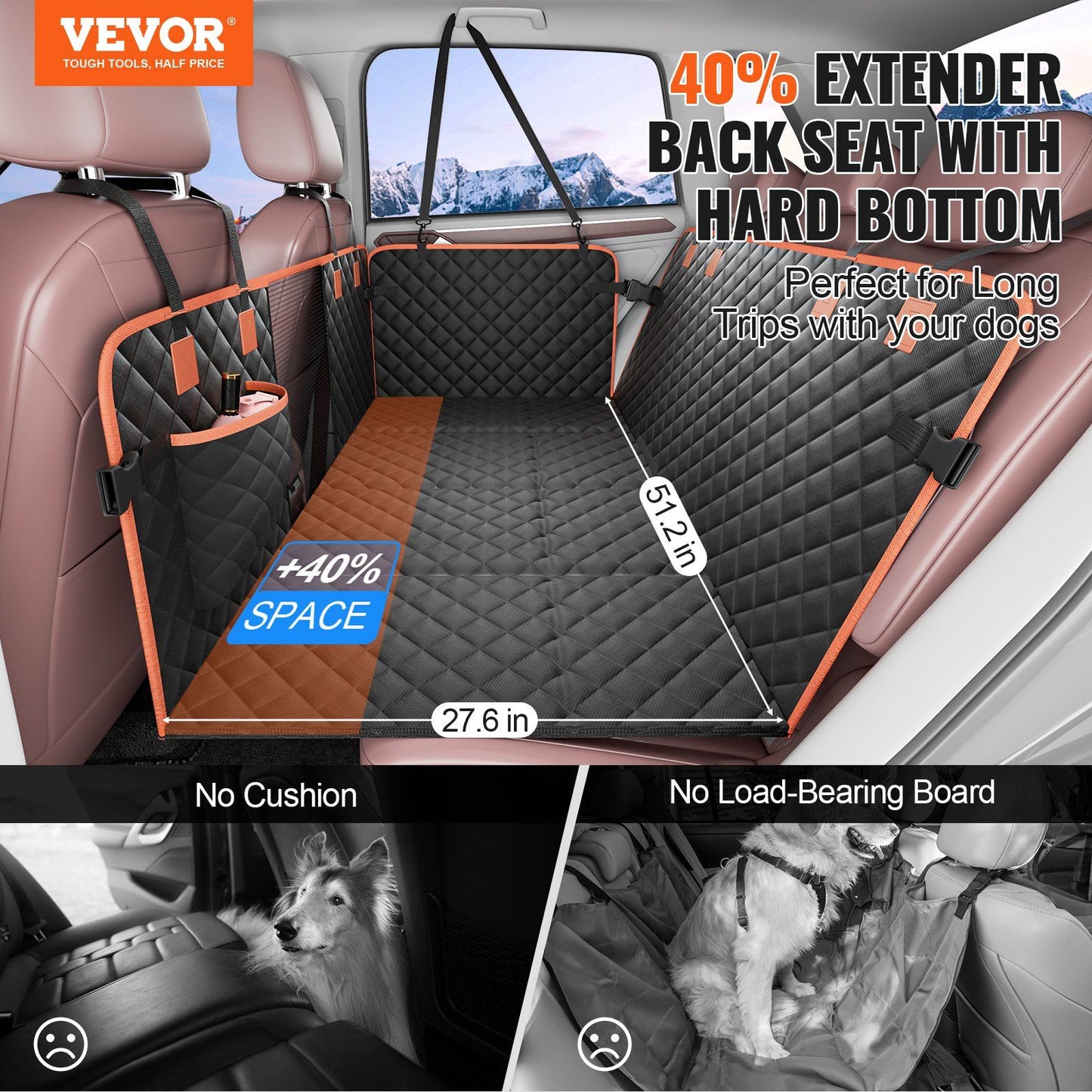 Dog Car Seat Cover for Back Seat Waterproof 600D for SUV