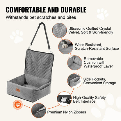 Dog Booster Car Seat Pet Car Seat for Small Medium Dog up to 40 lbs Gray