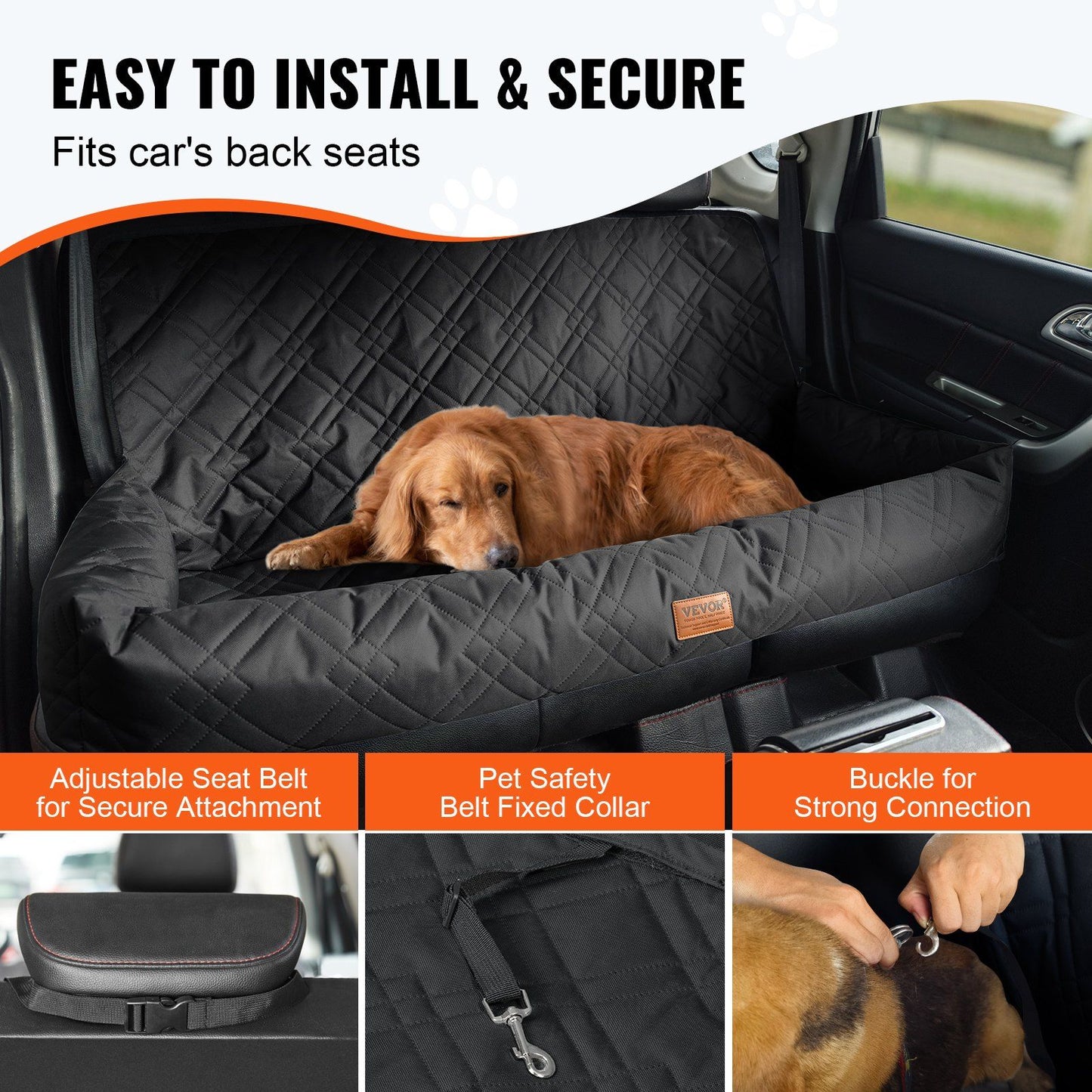 Dog Booster Car Seat Pet Car Seat for Medium Large Dog up to 100 lbs Black