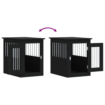 Dog Crate Furniture Black 17.7"x24.4"x23.2" Engineered Wood