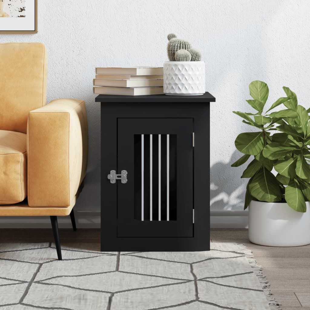 Dog Crate Furniture Black 17.7"x24.4"x23.2" Engineered Wood