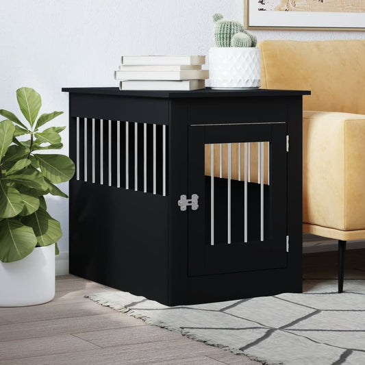 Dog Crate Furniture Black 21.7"x31.5"x26.8" Engineered Wood