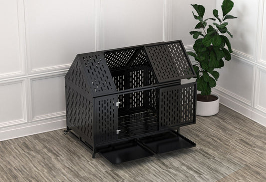 45" Heavy Duty Dog Crate Indestructible Pet Dog Cage for High Anxiety Large/Extra Dogs